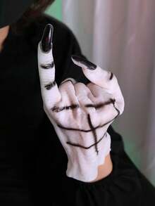1pc New Halloween Horror Ghostly Hand Prop For Party Costume And Makeup Skull Skeleton - Black and White - View 4