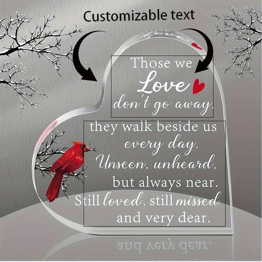 客制化心形垂飾，紀念禮品，悼念失去的摯愛 - 彩色 - 查看 1