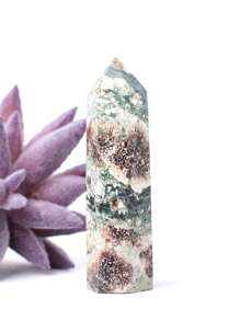 1pc Natural Crystal Green Obelisk Desk Decor, Home Decoration - Green Cherry Blossom - View 11