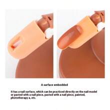 1 pieza Dedo falso ajustable con junta movible y base para práctica de arte de uñas, con 100 uñas falsas reemplazables, para la práctica de arte de uñas de principiantes