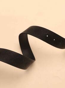 1 pieza Cinturón negro PU para mujer, con impresión de patrón retro, accesorio de moda versátil y elegante