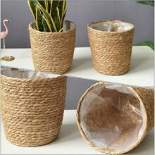 1 Cesta de armazenamento de vime trançado, cesto de plantas, lata de lixo, cesto de roupas sujas, cesto redondo pequeno ou grande de vime, recipiente multifuncional para quarto, sala de estar, banheiro, escritório, cesta de vime, cozinha, acessórios de cozinha, utensílios de cozinha, organizador de cozinha, organizador de maquiagem, itens de casamento, decorações florais, utensílios para casa, mesa, decorações para casa, organização e armazenamento doméstico, decoração de quarto, decoração de quarto, para a volta às aulas - Castanho - Ver 11