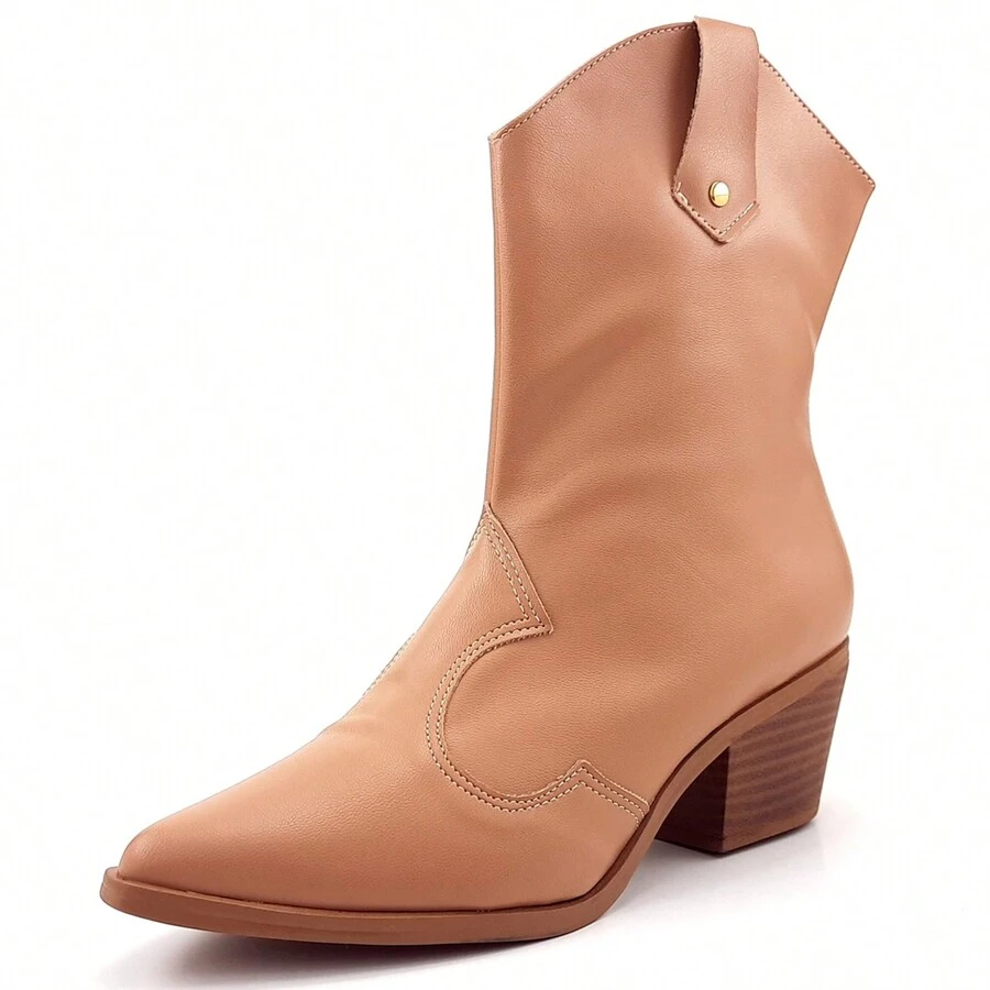 Women Mid-Calf Boots - Màu be - Xem 1