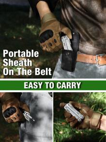 Herramienta Múltiple SHALL, Alicates Multiherramienta 18-En-1, Herramienta Multiuso de Acero Inoxidable con Cuchillo de Bolsillo, Destornillador y Casquillo Universal, Funda Multiusos con Cierre Automático para Camping, Pesca, Supervivencia y Caza