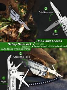 Herramienta Múltiple SHALL, Alicates Multiherramienta 18-En-1, Herramienta Multiuso de Acero Inoxidable con Cuchillo de Bolsillo, Destornillador y Casquillo Universal, Funda Multiusos con Cierre Automático para Camping, Pesca, Supervivencia y Caza