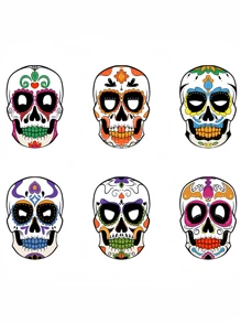 6pcs Halloween Party Makeup Masquerade Paper Skull Skeleton Ghost Face Masks DIY Mask