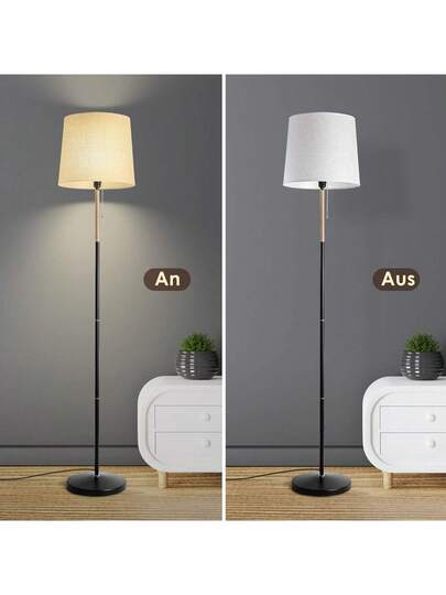 Vloer Lamp Linen Lampshade, E27 Base, Max. 60W, Living Room Lamp, Fabric Shade 170cm Height Room, Bedroom, Study, Office, out Bulb view 6