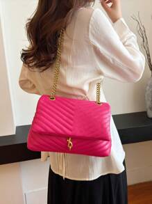 Embroidery Thread Chain Stitching Women's Shoulder Bag - Hot Pink - View 6