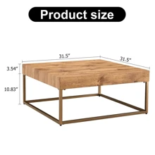 Modern Rectangular Coffee Table, Dining Table. MDF Desktop With Metal Legs. Suitable For Restaurants And Living Rooms. The Size :31.5"*31.5"*14.37".Fiah