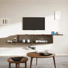 Floating TV Stand, 55" Floating TV Shelf With Storage, Floating Entertainment Center Wall Shelf For Living Room, Bedroom, Black/Gray/Walnut - màu nâu - Xem 3