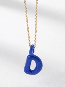 1pc Handmade Glass Initial Letter A-Z Alphabet Pendant Necklace, Special Birthday Or Holiday Gift For Friends (Color And Shape May Vary Slightly)