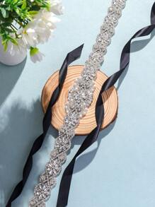 1pc Rhinestone Bridal Long Belt Hand-Sewn Belt For Wedding Party Dress Wedding Accessories. Valentine's Day Accessories - A Style - View 14