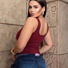 Women Bodysuits - 酒紅色 - 查看 4