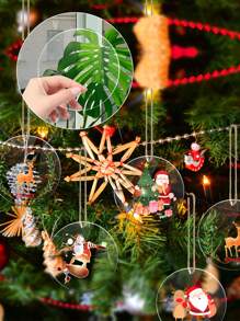 10 piezas de disco acrílico transparente con orificio, hoja redonda en blanco de acrílico para manualidades DIY de adornos de festival, Navidad
