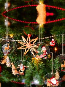 10 piezas de disco acrílico transparente con orificio, hoja redonda en blanco de acrílico para manualidades DIY de adornos de festival, Navidad
