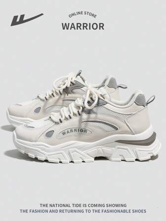 WARRIOR 1 双女式系带厚底运动鞋，鞋底柔软，时尚设计，适合户外休闲穿着，防滑厚底