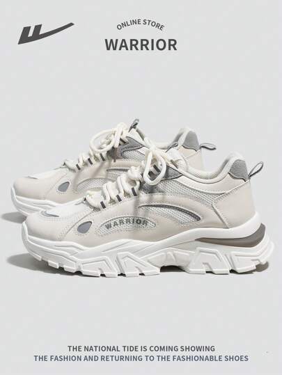 WARRIOR 1 双女式系带厚底运动鞋，鞋底柔软，时尚设计，适合户外休闲穿着，防滑厚底