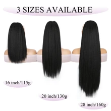 Kinky Straight Ponytail Extension, Afro Curly Drawstring Ponytail 20 Inch Long Kinky Straight Ponytail Extension Synthetic Pony Tails Hair Extensions - Black - View 4