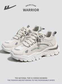 WARRIOR 1 双女式系带厚底运动鞋，鞋底柔软，时尚设计，适合户外休闲穿着，防滑厚底 - 灰色 - 查看 8