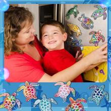 30pcs Colorful Sea Turtle Diamond Painting Magnets Refrigerator Magnet Diamond Art Fridge Stickers DIY Home Decor Cabinet Refrigerator Diamond Kits For Adults