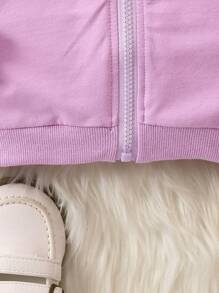 Chaqueta casual ligera con capucha y estampado de mariposa para niñas volviendo a la escuela - Morado - Ver 7