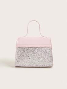 1pc Girl's Rainbow Holographic Grid Bowknot Cute Mini Satchel Purse