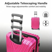 ABS Hard Shell 3-Piece Luggage Set(20/24/28)With 360°Rotating Wheel And TSA Lock Men And Women Ideal For Business Trips And Family Getaways - Hồng - Xem 5