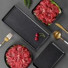 1 件黑色密胺托盘，多功能储物托盘，优质食物盘，早餐，面包，水果，牛排，寿司，蛋糕，小吃，甜点，咖啡，饮料，茶，珠宝，芳香疗法，化妆品，毛巾，洗手液，适用于家庭厨房餐厅浴室，家居装饰圣诞礼物