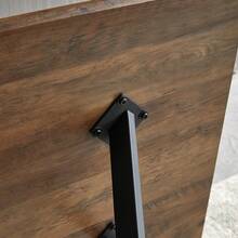 Modern Minimalist Style Dining Table MDF Wooden Top Black Metal Shelf Metal Heat Transfer Legs Leveling Feet For Dining Room Kitchen Office Table - Quả óc chó + đen - Xem 8