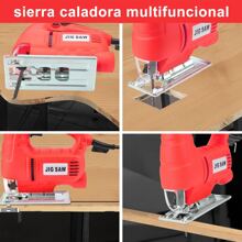Sierra Caladora 710w, Sierra de Calar Multifuncional 6 Velocidades Ajustables, Angulo de Corte 45°, Jig Saw Incluye 5 Hojas de Sierra para Metal, 5 Hojas de Sierra para Muebles y Guías Lineales - Rojo - Ver 7