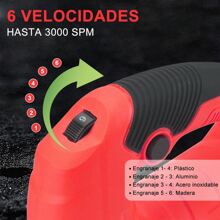 Sierra Caladora 710w, Sierra de Calar Multifuncional 6 Velocidades Ajustables, Angulo de Corte 45°, Jig Saw Incluye 5 Hojas de Sierra para Metal, 5 Hojas de Sierra para Muebles y Guías Lineales - Rojo - Ver 3