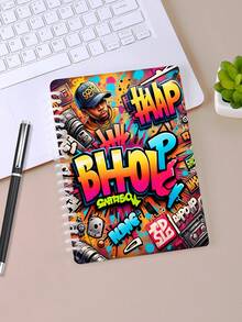 1 pieza Cuaderno recargable con portada de patrón de arte de Hip Hop Rap de 120 páginas, creativo diario desmontable, adecuado para estudiantes y oficina. - Multicolor - Ver 11