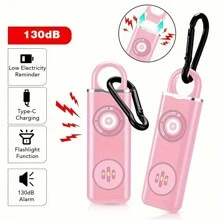 1 pieza Alarma de seguridad personal, alarma de seguridad para defensa personal con bocina de 130dB y luz LED de SOS, alarma de llavero, batería recargable - Multicolor - Ver 9