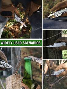 Herramienta Múltiple SHALL, Alicates Multiherramienta 18-En-1, Herramienta Multiuso de Acero Inoxidable con Cuchillo de Bolsillo, Destornillador y Casquillo Universal, Funda Multiusos con Cierre Automático para Camping, Pesca, Supervivencia y Caza