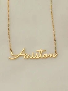 经典个性化名字英文字母数字手写字体吊坠项链，优雅的不锈钢首饰，适合日常和特殊场合，是送给女士、女孩、情侣和家庭的完美礼物