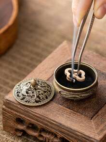 Brûleur d'encens de style rétro miniature, décoration de table de cuisinière, brûleur d'aromathérapie, style vintage de luxe, brûleur d'encens d'intérieur pour aider le sommeil, pour la maison, le bureau, la décoration d'hôtel et l'aromathérapie - Multicolore - Voir 2