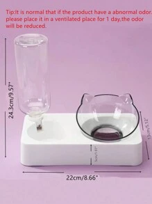 1pc Cat Design Double Pet Bowl With Bottle, Pet Automatic Water Bowl Cat Food Bowl, Cat Bowl With Water Dispenser For Dogs & Cats - Multicolor - View 2