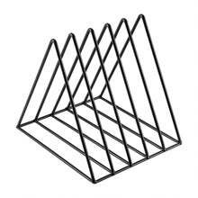 Soporte metálico de vinilo de 5 ranuras para archivo triangular con revistero - Organizador de escritorio elegante y negro para oficina y hogar, accesorios de fotografía, Set versátil de 1 pieza