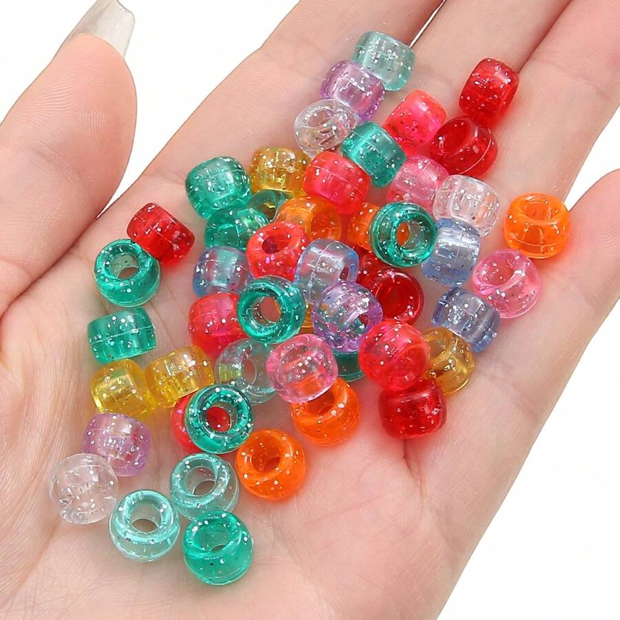 100pcs 6x9mm Mixed Color Acrylic Bucket Beads Small Horse Beads, Used