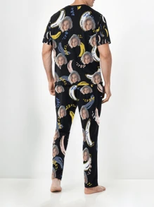 [DIY] 定制男士短袖趣味睡衣套装，个性化肖像照片，礼物，新奇大头/脸部替换，轻质透气快干舒适面料，送给朋友/爱人/伴侣的礼物，派对/生日礼物 - 彩色 - 查看 8