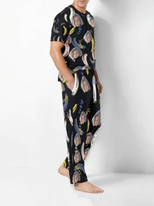 [DIY] 定制男士短袖趣味睡衣套装，个性化肖像照片，礼物，新奇大头/脸部替换，轻质透气快干舒适面料，送给朋友/爱人/伴侣的礼物，派对/生日礼物 - 彩色 - 查看 6