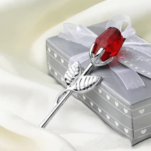 1 件迷你玻璃玫瑰水晶花人造花装饰适用于办公桌面、婚礼、派对、情人节礼物（礼盒装，礼盒颜色随机）， - 彩色 - 查看 10