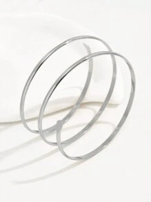 1pc Fashionable Minimalist Metal Triple-Line Flattened Arm Cuff For Women, Versatile For Summer Vacation Party Jewelry Design - Armband - View 10