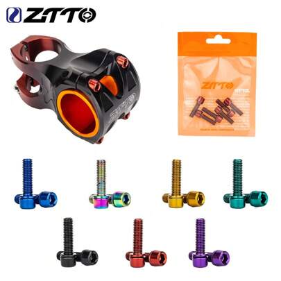 ZTTO彩色桿柄螺栓6入組 M5x18mm鋼材六角螺絲，適用於MTB公路自行車把柄桿，彩虹色系加固螺栓
