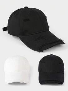 1pc New Style Women's Baseball Cap, Summer & Fall, All-Match, Distressed Design Baseball Cap, Fashionable & Personalized Couples Cap, Adjustable Head Circumference & Wide Brim To Avoid UV Rays, Perfect For , Working, Casual Wear, Travel, Outdoor Sports - A - View 1