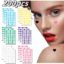 200 件/套 5 张可爱心形脸装饰贴纸，适合节日派对 - 彩色 - 查看 1