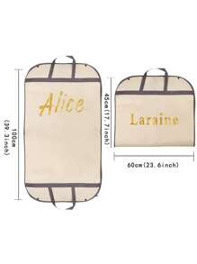 1 件定制便携式防尘衣服罩个性化 4 字体图案无纺布防水衣服防尘罩手提袋定制名称图案衣服防尘盒衣服保护袋服装袋户外贴身整理器衣服罩西装外套收纳袋服装袋衣柜挂式服装保护罩袋 - 米色 - 查看 5