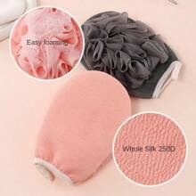 1pc Large Two-Sided Shower Glove For Scrubbing And Bathing, Blue/Pink - Multicolor - View 3