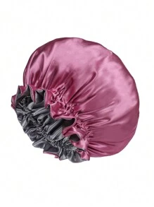 Awegeo Red de dormir para mujer de doble capa de satén y spandex con un solo color y borde ondulado, gorra de dormir elegante y cómoda, transpirable y suave, adecuada para dormir y cuidado del pelo - A - Ver 17