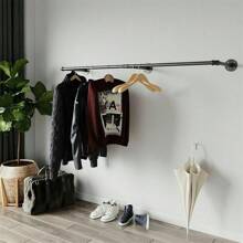 UNHO Extra Long Black/Gold Pipe Clothes Rack Wall Mount Garment Closet Storage Rack Hanging Rail Halloween Decorations Halloween Costumes Autumn Decor Festival Decor,Spring,Minimalist,Summer Tops - Black - View 4